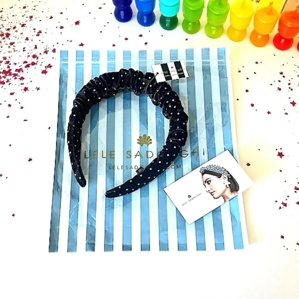 LELE SADOUGHI Jet Dot Velvet Kelly Headband BRAND NEW WITH TAGS RV $85